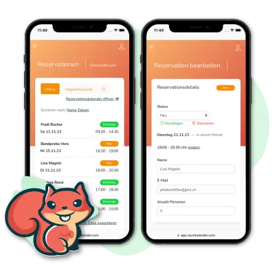 Screenshot Buchungskalender Screenshot auf dem Desktop und auf dem Mobile.